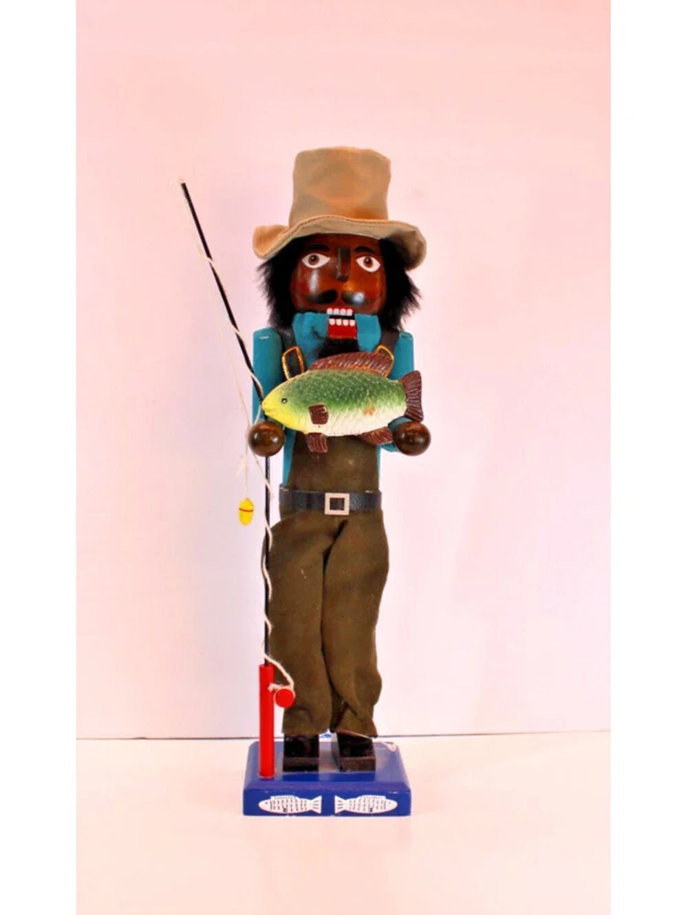 Cute Brown Fisherman Nutcracker with his Catch Christmas 14